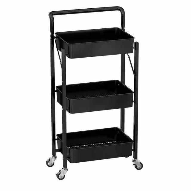 No installation folding kitchen storage rack floor-standing multi-layer vegetable basket baby supplies storage rack trolley movable