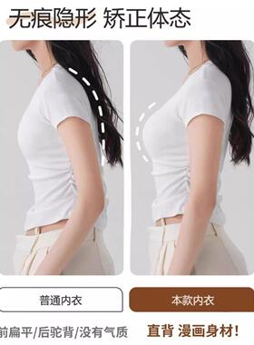 驼背矫正器女士体态内衣带小胸聚拢防下垂显大漫画 画胸无痕美背