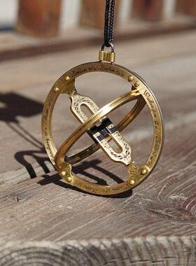 奥地利Kala环式日晷仪环形吊坠纯铜男生家具饰品手工礼品创意摆件