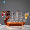 Twelve Zodiac Dragon Boat Shape Craft Wine Bottle Sailing Dragon Boat 1000ml Creative Glass Craft Bubble Wine Bottle