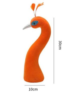 新彷真羽毛孔雀头装饰品花艺开 业花篮客厅婚宴摆件孔雀头摆件