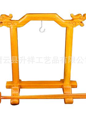 佛用品帝钟 3寸国产帝钟 黄色地钟架 法会佛事法器龙雕木架