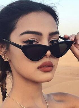 粉色墨镜猫眼小框时尚太阳镜韩国小众高级感复古遮阳三角猫眼眼镜