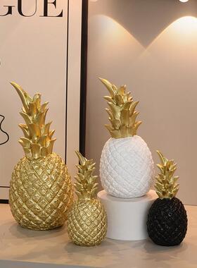 现代简约菠萝树脂摆件家居样板房软装玄关书柜酒柜书桌面装饰摆设