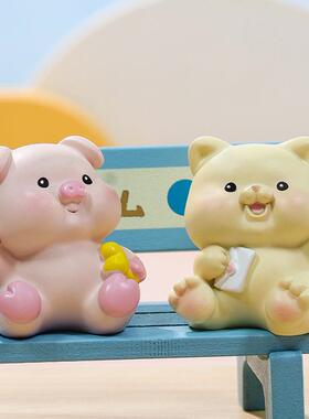 胖嘟嘟迷你摆件可爱树脂卡通动物公仔办公室装饰汽车创意内饰礼物