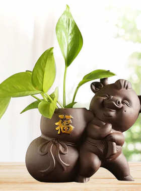 迷你花盆陶瓷水培花器绿萝桌面花插玻璃水培办公厅茶创意水培花盆