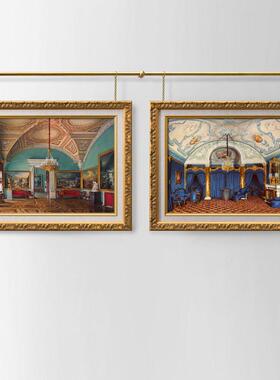 挂画器 轨道 法式复古装饰画油画别墅画展吊挂链条黄铜杆挂画绳