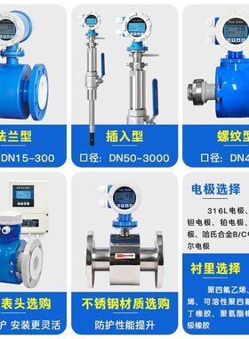 电磁流量计智能数显DN100分体式插入式测污水废水定做电磁流量计