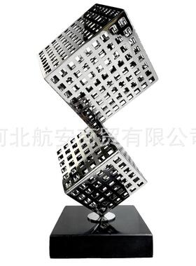 现代简约创意金属雕塑摆件样板房售楼处桌面办公室软装饰品工艺