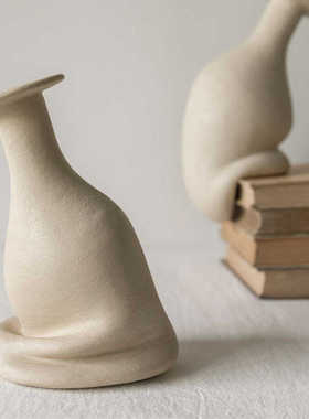 摆件创意酒店扭曲客厅艺术装饰品侘》现代花瓶《样板间静止寂风