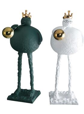 现代简约几何创意吹气泡的男孩雕塑摆件样板房售楼处软装饰品