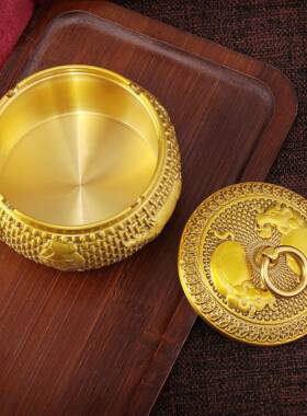 黄铜牛烟灰缸带盖烟灰L632-1厅家用办公五客室缸摆件