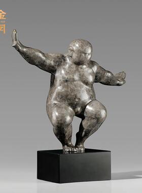 铜金岁月武功胖子抽象黄铜雕塑摆件铜器艺术品客厅创意装饰品摆件