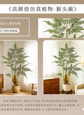 假绿植装饰仿真猴头蕨室内盆栽大型落地摆件客厅轻奢仿生植物造景