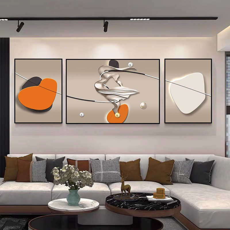 轻奢艺术客厅装饰画极简高级感沙发背景墙挂画现代简约三联画壁画,淘宝优惠券,粉丝福利购,淘宝优惠卷