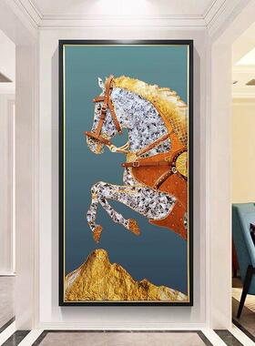 马踏金山2026新款高端现代简约玄关挂画马到成功装饰画立体实物画