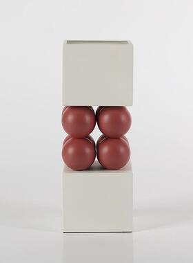 现代简BWI约方形圆珠花瓶件客玄关茶几餐桌厅几何艺花器艺术花摆