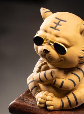 老虎摆件卡通陶瓷家居客厅酒柜装饰品茶桌桌面创意招财生肖虎摆设