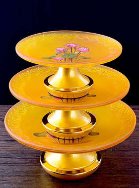 善缘堂合金仿琉璃莲花香炉供灯果盘心经花瓶供水杯家用装饰品摆件