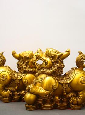 招财貔貅摆件铜貔貅大号一对公母皮丘聚财家居办公室店铺开 业礼