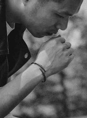 高档荆s棘925纯银镯手子复古开风口男简约情侣饰品礼物 倘若你是