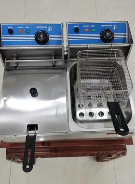 商用台式电热双缸双筛台式电炸炉炸鸡汉堡店电炸锅5.5L电热油炸锅