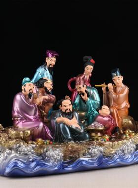 八仙过海神像树脂龙船吕洞宾铁拐李佛像工艺品家居客厅吉祥摆件