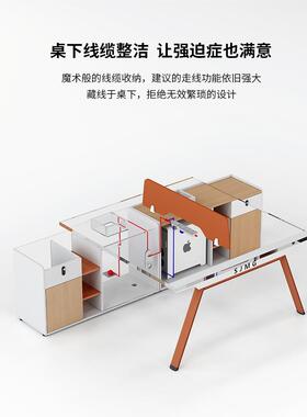 职员办公桌椅组合简约现代三人位办公桌子办公室财务室屏风办公桌