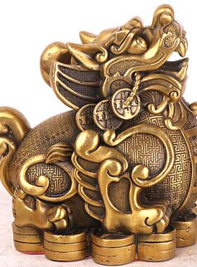 杨铜铜貔貅圆摆意件创礼品坐貔貅新记款0117貔貅