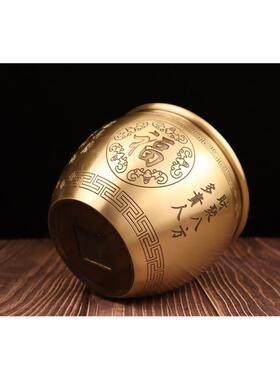 直销新款古韵斋 铜缸摆件黄铜水缸办公室摆件客厅米缸聚宝盆家居