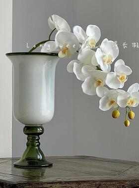 法式复古客厅插花玻璃花瓶黑白拼色中古家居摆件艺术设计花器严选