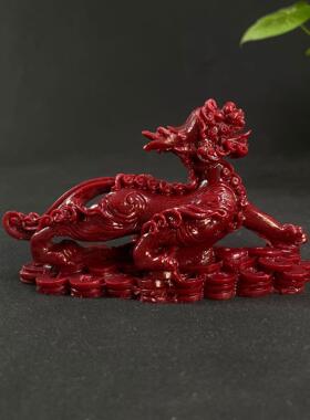 朱砂紫金砂麒麟摆件天降祥瑞神兽家居办公室工艺品