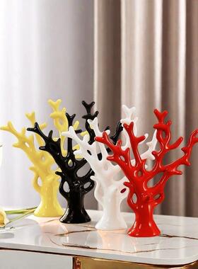 客厅招财发财树摆件家居装饰创意陶瓷景德镇博古架饰品高档工艺礼