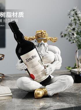 肌肉财神爷红酒架摆件客厅玄关餐柜酒柜酒托装饰品乔迁新居礼物