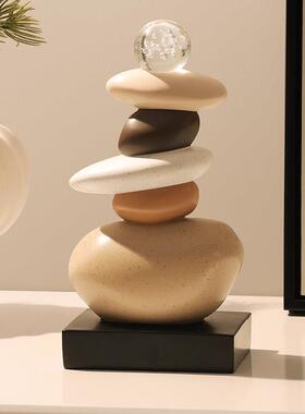 现代简约风时来运转石头摆件办公室客厅电视柜高级感装饰乔迁礼物