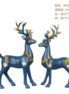 树脂工艺品欧式梅花鹿家居装饰品客厅酒柜摆件结婚送礼品厂家