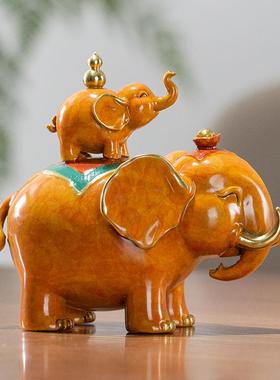 高档朱祥炳仁铜心助想贵事成人相吉铜象摆件客厅办公书房桌面装饰