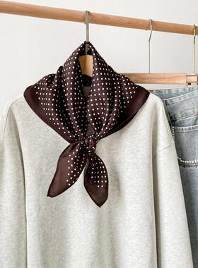 Vintage fashion scarf Burgundy polka dot print复古时尚围巾