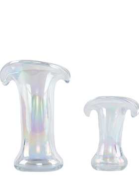 超高品质炫彩玻璃花瓶酒店样板间装饰品卧室样板房贝壳形花器