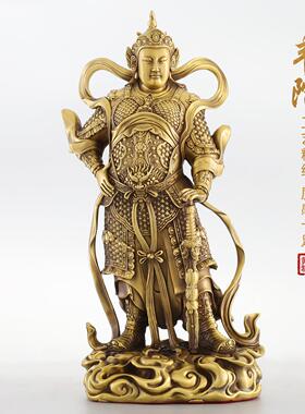 韦陀菩萨伽蓝菩萨关公武财神左护法铜像客厅摆件铜雕祥运古玩佛像