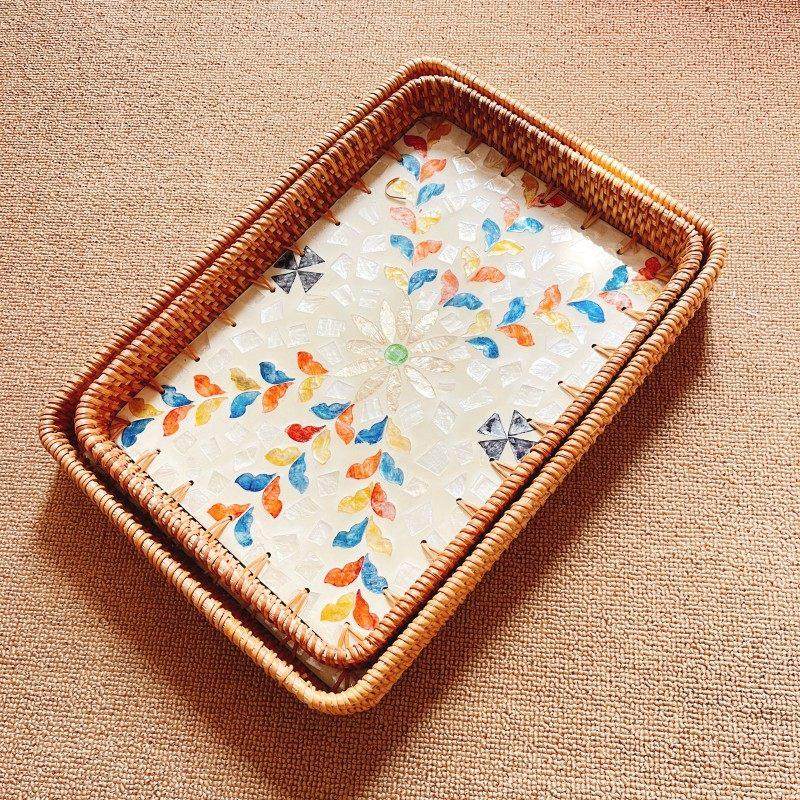 藤编贝壳托盘藤编收纳篮水果馒头筐长方形面包篮点心筐藤编筐,淘宝优惠券,粉丝福利购,淘宝优惠卷