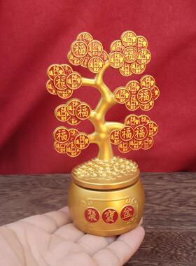 摇钱树转转招财摆件发财树葫芦合金摆件合金转转摆件解压小摆件