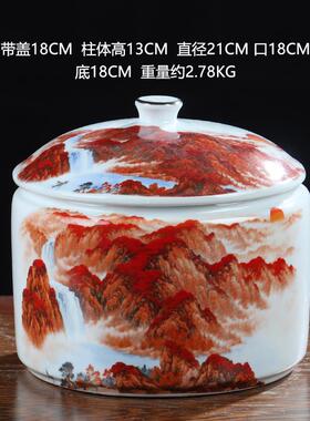 高档鸿运中当居头聚宝盆景德镇陶瓷招财摆件式家饰品客器厅玄关养