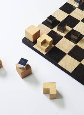 现简约欧式经典国际黑白棋盘格马毛创意摆件象棋客厅桌面样板间