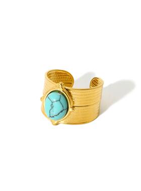 Cross border titanium steel inlaid with turquoise rings in