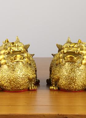 黄铜貔貅财公福貔貅富貔貅一对厅贵办客218室装饰