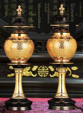 鎏金佛具套装纯铜供佛用品家用全套敬神佛前香炉供水杯供盘供佛灯