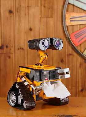 机器人瓦力网吧纸巾盒博古架软装饰品机械金属摆件复古健身房摆设