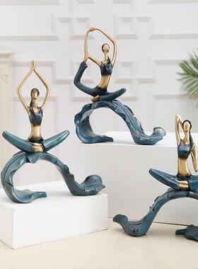 北欧瑜伽少女客厅小摆件家居装饰健身房酒柜电视柜办公桌书房饰品