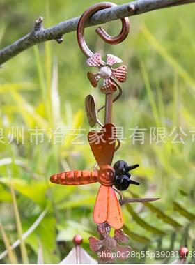 跨境VRI爆工款蜓伞形蜻喂鸟器，蝴蝶喂鸟器花庭院挂件金园属艺品